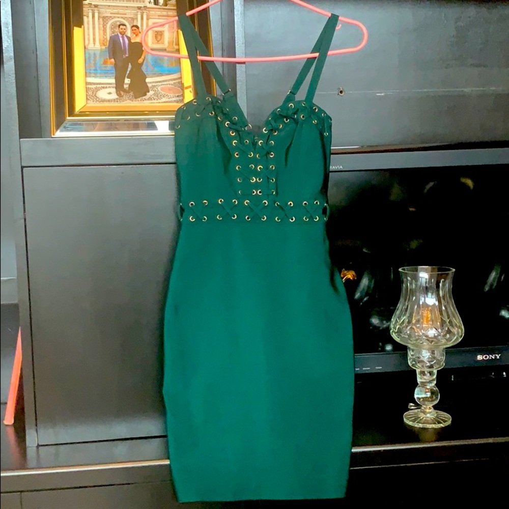 Dark green Bandage WOW dress NWT sz S